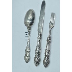 Victorian hallmarked silver Kings pattern fish knife, Birmingham 1885, set  of four Edw. Vll Old Engl