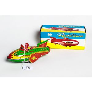 Tin toy, Rocket Racer, friction toy with siren, made in China,…