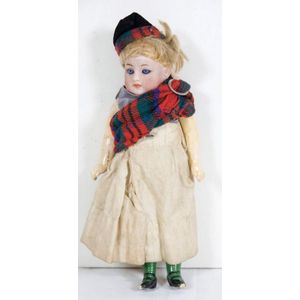 Simon & Halbig bisque doll, blue sleeping eyes, pierced ears,…