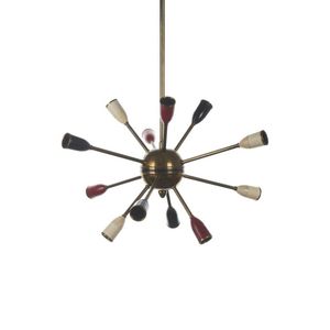 Gino Sarfatti (Italian), Sputnik Tri-colour pendant chandelier,…