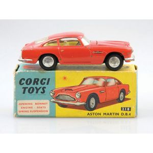 Corgi boxed 218-A2 Aston Martin D.B.4, red (chips to roof, door…