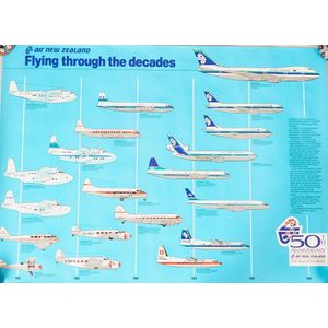 Air New Zealand 50th Anniversary poster, through the decades,…