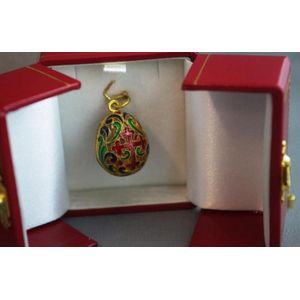 Russian silver gilt and enamel egg pendant marked 925