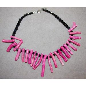 Dramatic coral and jet necklace