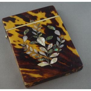 Victorian tortoiseshell card case with mother of pearl and…