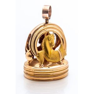 A rare and fine 18ct yellow gold musical fob, formed as two&hellip;