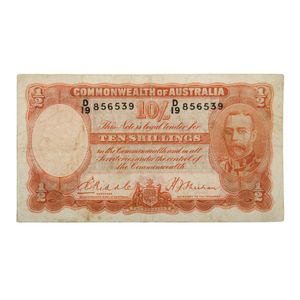 Australian 10 Shilling note. D19-856539 Governor E Riddle,…