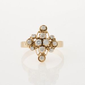 Vintage Diamond Ring In 14ct Yellow Gold - Rings - Jewellery