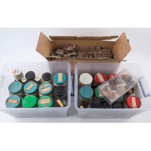 Large Accumulation of rock & mineral specimens, many in jars,…