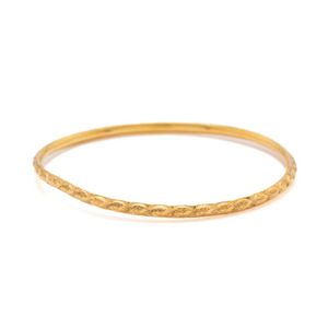 Engraved 21ct Gold Bangle, 3mm Wide, 6.7g - Bracelets/Bangles - Jewellery