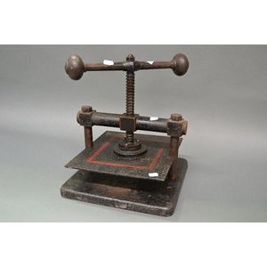 At Auction: French cast iron book press