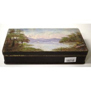 Antique hand painted tin box vintage tin possibly cigarette box…