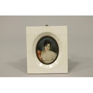 An early 20th century miniature on ivory portrait of Madame…