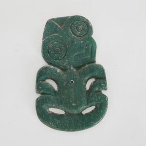 Green Concrete Hei Tiki Pendant - New Zealand Maori - Tribal