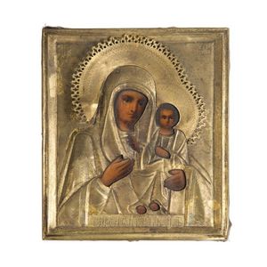 Russian gilt icon of Mary and child, 19th century - Religious Objects ...