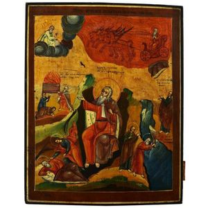 An Orthodox icon of the Fiery Ascension of the Prophet Elijah,…
