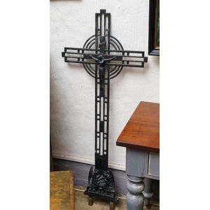 A late 19th century French cast iron crucifix. Provenance:…