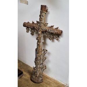 An impressive 19th century French cast iron crucifix,…