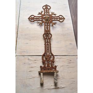 A French cast iron crucifix, child motif, 92 cm high, 30 cm wide