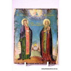 A Russian icon, 'Saints Zosima and Savvatiy' 19th century. In…