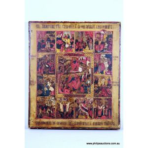 An antique Russian 'Resurrection/Descent into Hell' icon with…