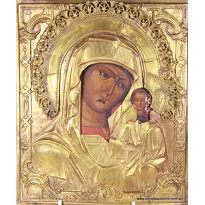 A Russian 'Mother of God - Kazanskaya' icon, 18th century, in…