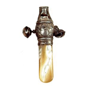 An early 20th century silver and mother-of-pearl baby's…