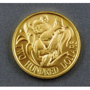 1986 Australian Koala Gold $200 Coin, Uncirculated in Sleeve