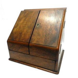 An Australian cedar desk compendium with Perpetual calendar. C.…