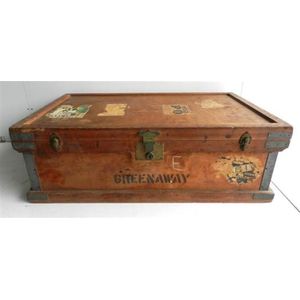 Reduced! XL Steamer Trunk, antique travel luggage - antiques - by