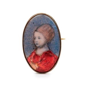A French enamel miniature portrait brooch, circa 1900 4.5 cm…
