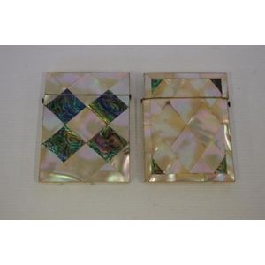 Two antique card cases with mother of pearl & paua shell casing,…