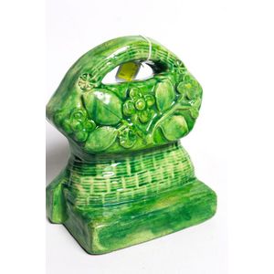 Bosley door stop, green glazed, double stamped Bosley Ware…