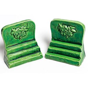Bosley bookends, pair of Unstamped applied decoration, Step…