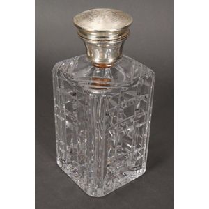 Edwardian sterling silver, enamel and crystal decanter and…