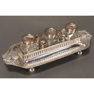 Delightful Sheffield Plate silver on copper desk set,…