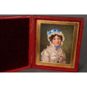19th century portrait miniature, portrait of a lady, wearing a…