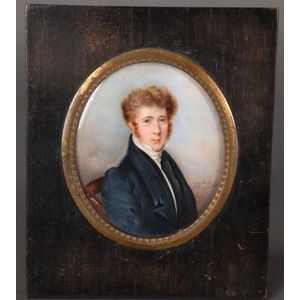 19th century French portrait miniature, portrait of a gentleman,…