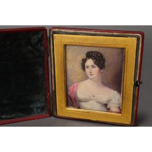 19th century English portrait miniature, portrait of a lady,…