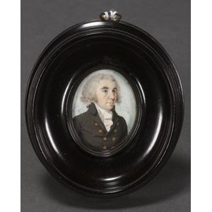 18th century English portrait miniature, c.1780, of oval form,…