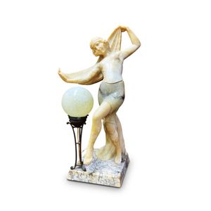 Impressive Italian alabaster figural table lamp, by Giuseppe…