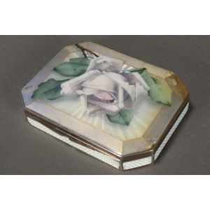German 935 silver and guilloche enamel box, marked, of…