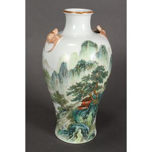 Large Chinese porcelain vase, with a waisted neck above a&hellip;