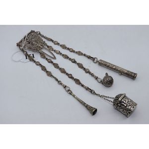 Victorian sterling silver chatelaine, stunning pierced…