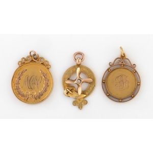 Three antique 9ct gold fobs, early 20th century, 20.1 grams&hellip;