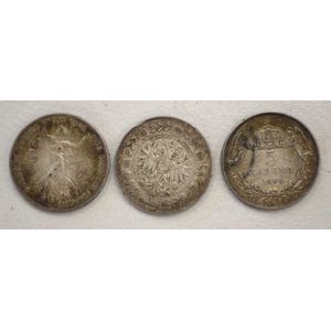 Three Austria-Hungary 3 Corona silver coins 1848 and 2@ 1900…