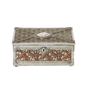 A Continental silvered and bronze mounted mirrored jewellery…