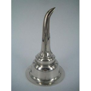 A Victorian silver-plate wine funnel with gilt interior,…