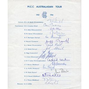 1965-66 England team, official team sheet with 17 signatures…