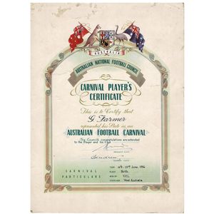 1956 Carnival: Attractive certificate with Australian…